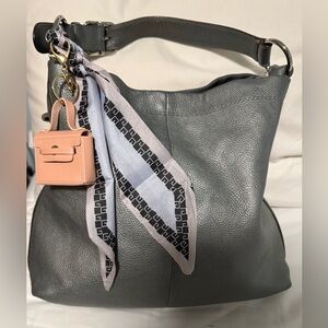 Coach Metallic Gray Leather Hobo Shoulder Bag! KISS Locks on each side 😍